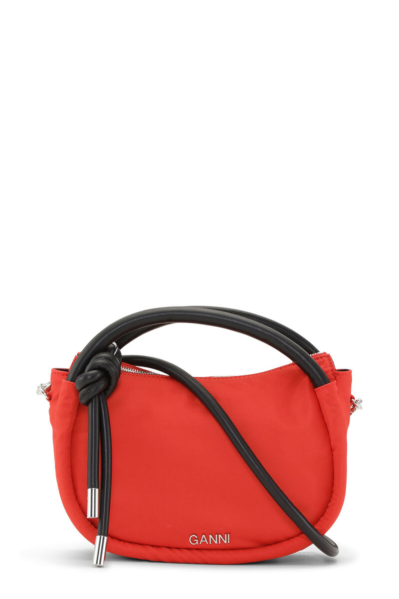 Red Knot Mini Bag, Recycled Leather, in colour Fiery Red - 1 - GANNI