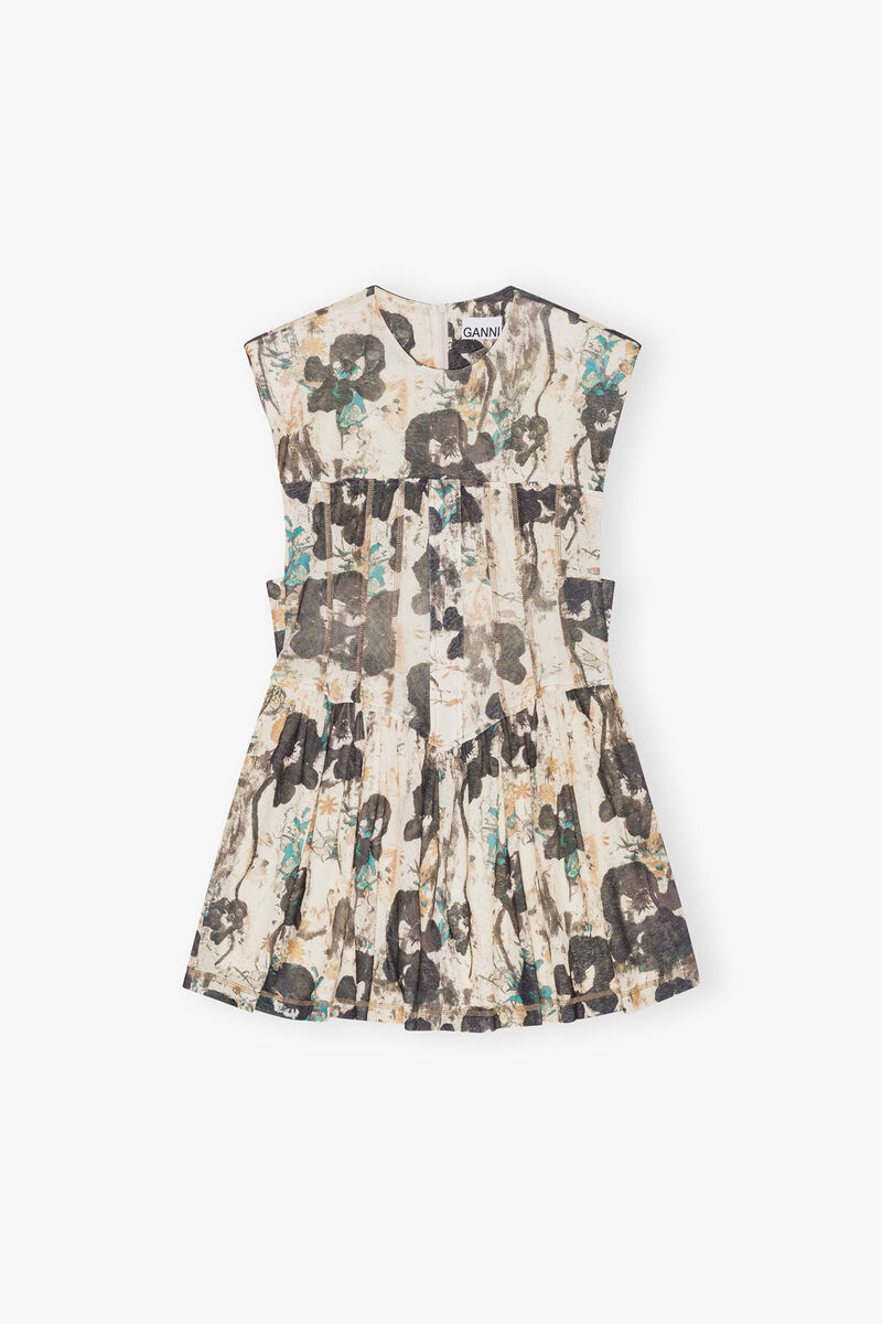 Printed Marl Mesh Corset Mini Dress, Recycled Polyester, in colour Afterglow - 1 - GANNI