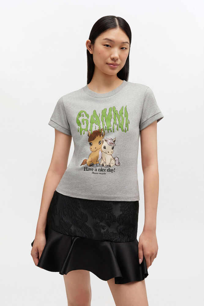 Grey Printed Baby Fit T-shirt, Paloma