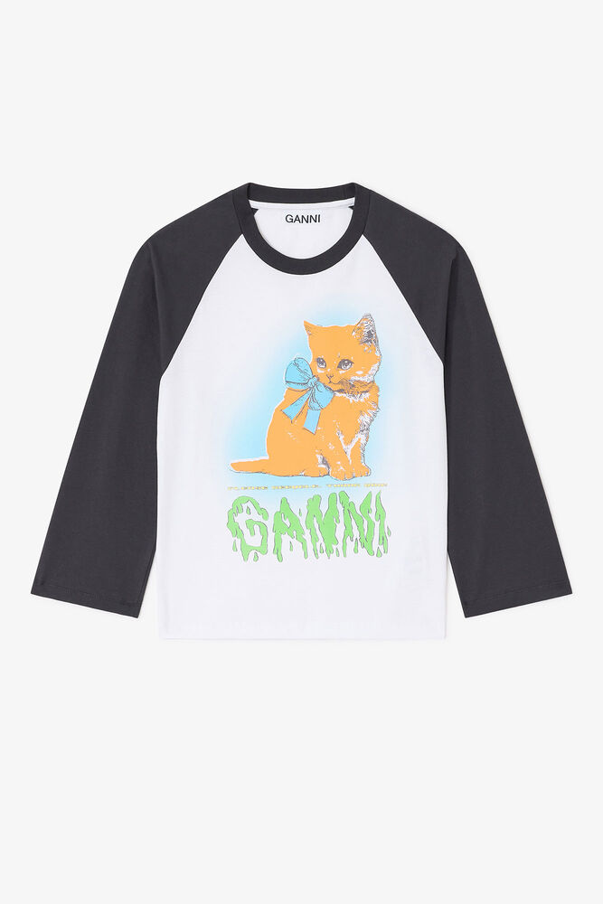 White Cropped Kitty T-shirt, Bright White
