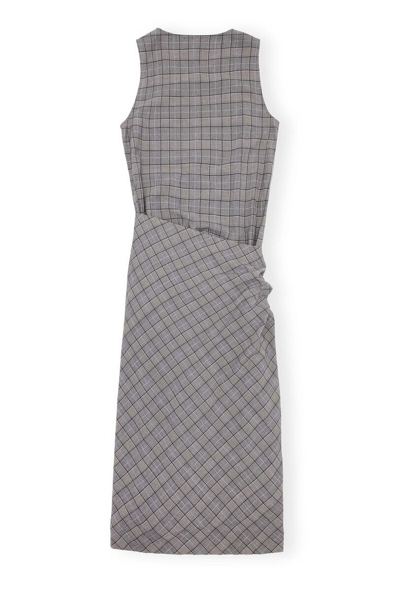 GANNI x Paloma Elsesser Check Mix Sleeveless Layer klänning, Elastane, in colour Frost Gray - 2 - GANNI