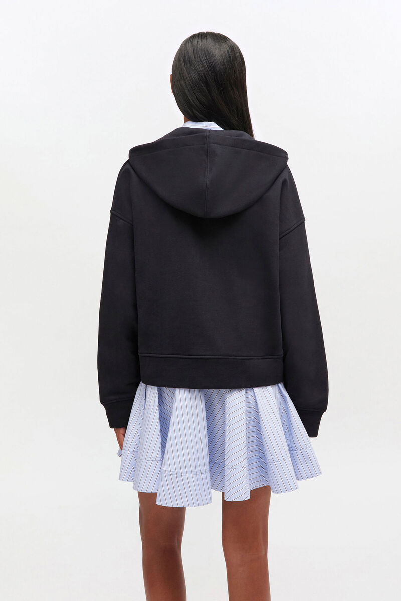 Black Two-way Zip Hoodie, in colour Black/Black - 3 - GANNI