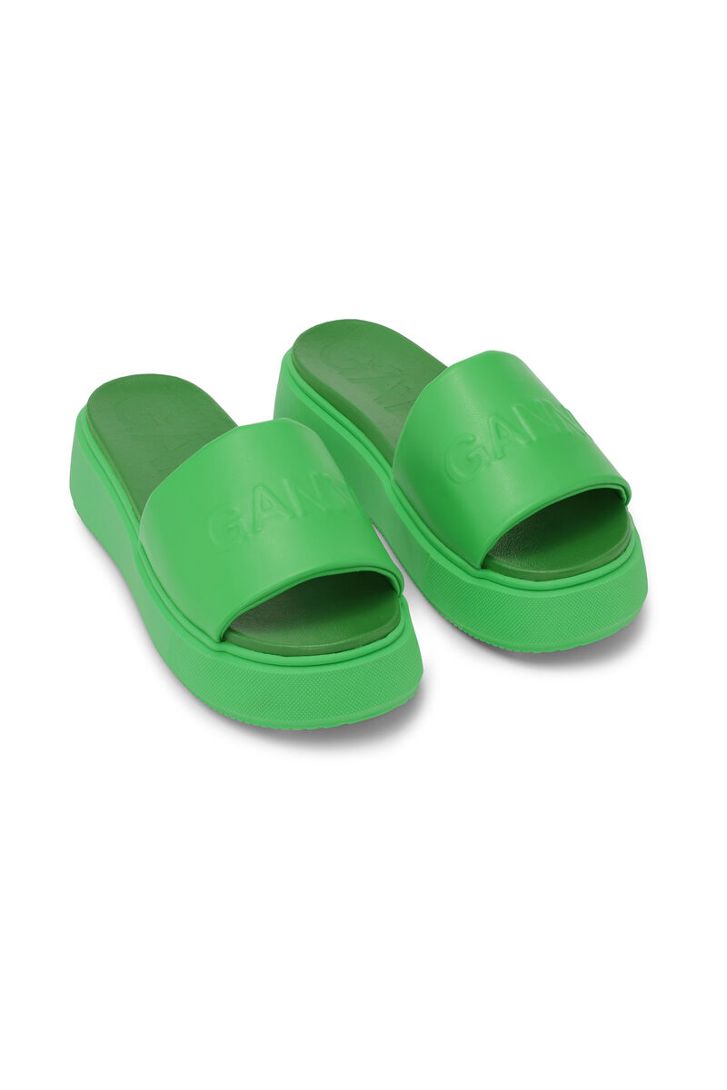 VEGEA™ Slide Sandals, Vegan Leather, in colour Kelly Green - 3 - GANNI