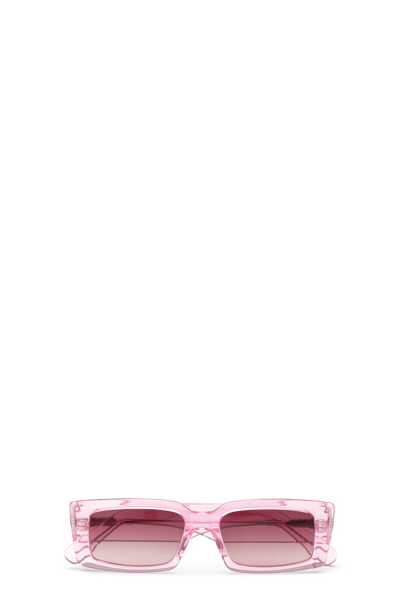 Rectangular Sunglasses, in colour Dreamy Daze Phlox Pink - 1 - GANNI