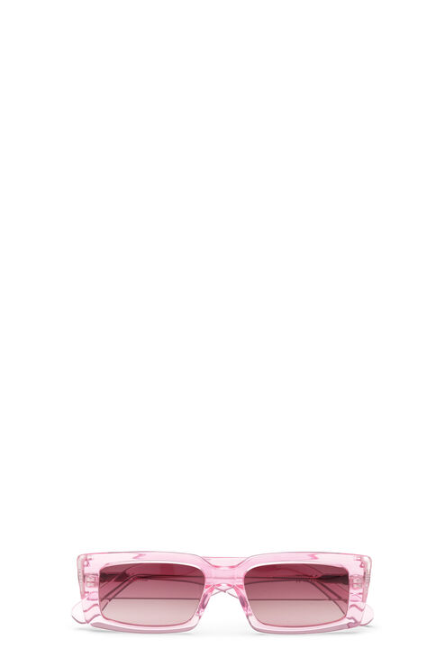 Ganni Rectangular Sunglasses In Dreamy Daze Phlox Pink