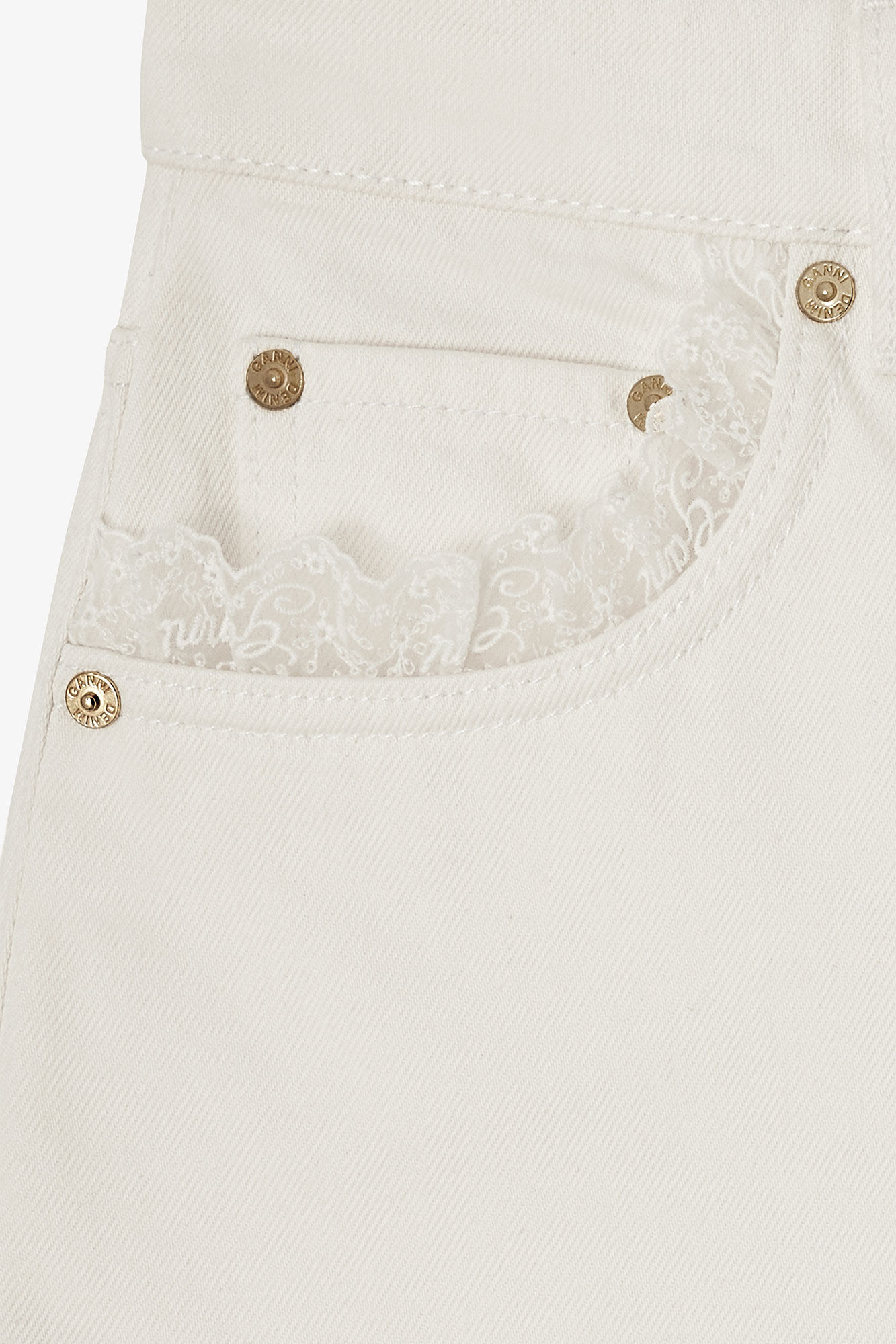 Lari Straight Jeans in White Denim, Organic Cotton, in colour Bright White - 2 - GANNI
