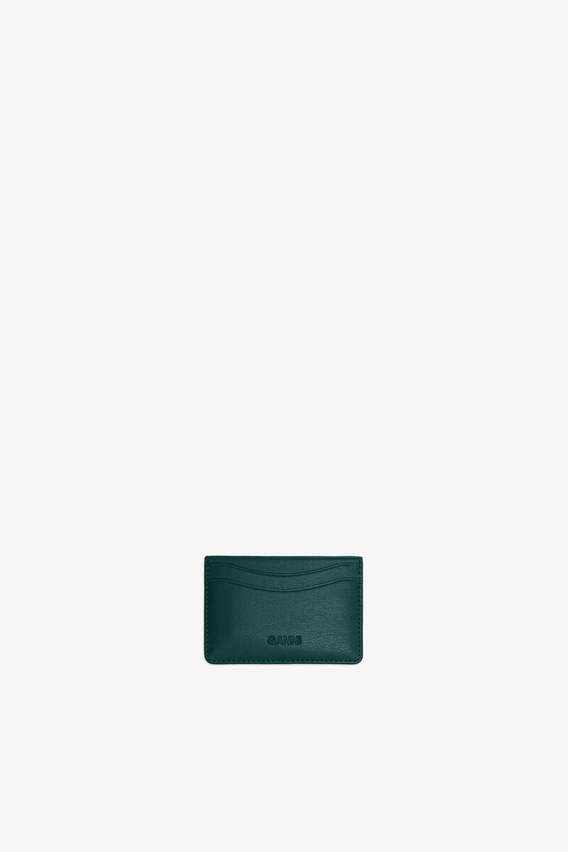 Bou kortholder i gr&oslash;n, Recycled Leather, in colour Dark Green - 2 - GANNI