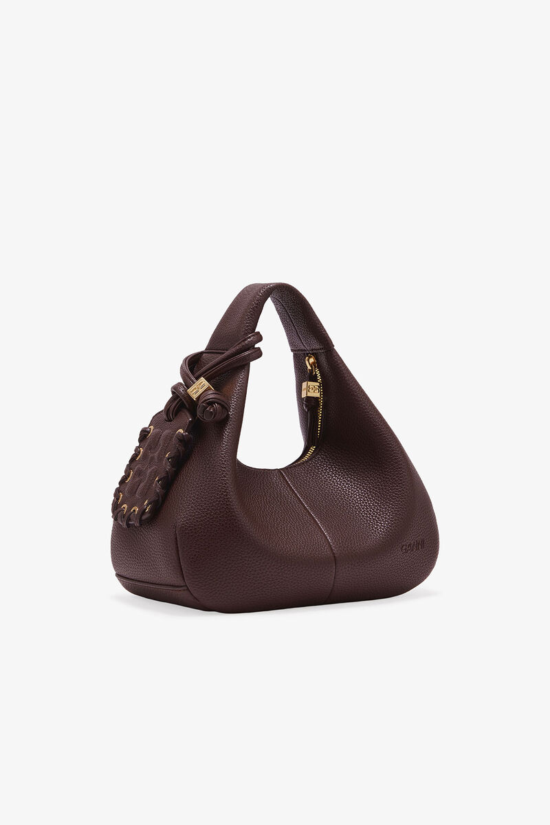 Brown Mini Hobo Bag, Polyurethane, in colour Chicory Coffee - 8 - GANNI