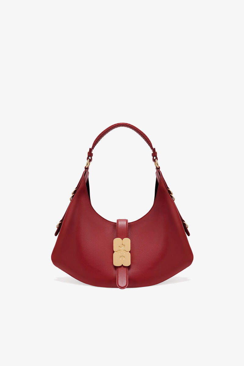Red Small Kat Bag, Recycled Leather, in colour Red Dahlia - 1 - GANNI