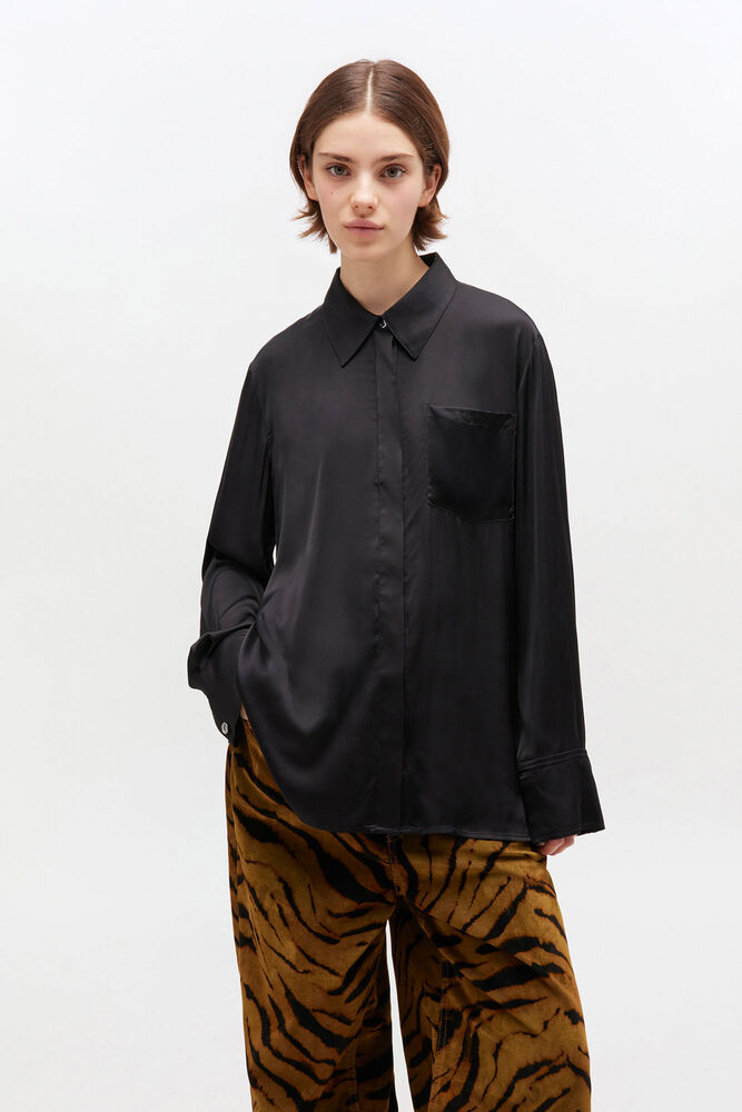 Black Circle Collar Shirt, Black