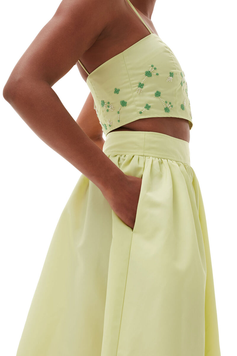 Beaded Nylon Skirt, Nylon, in colour Lily Green - 5 - GANNI