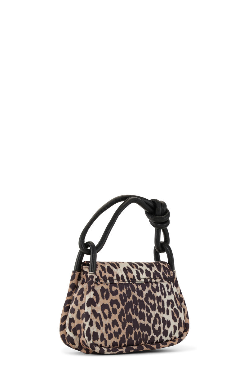 Leopard Knot Flap Over Bag, Recycled Polyester, in colour Leopard - 2 - GANNI