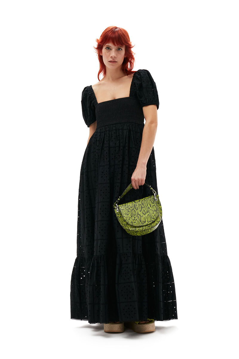 Broderie Anglaise Maxi Dress, Cotton, in colour Black - 1 - GANNI