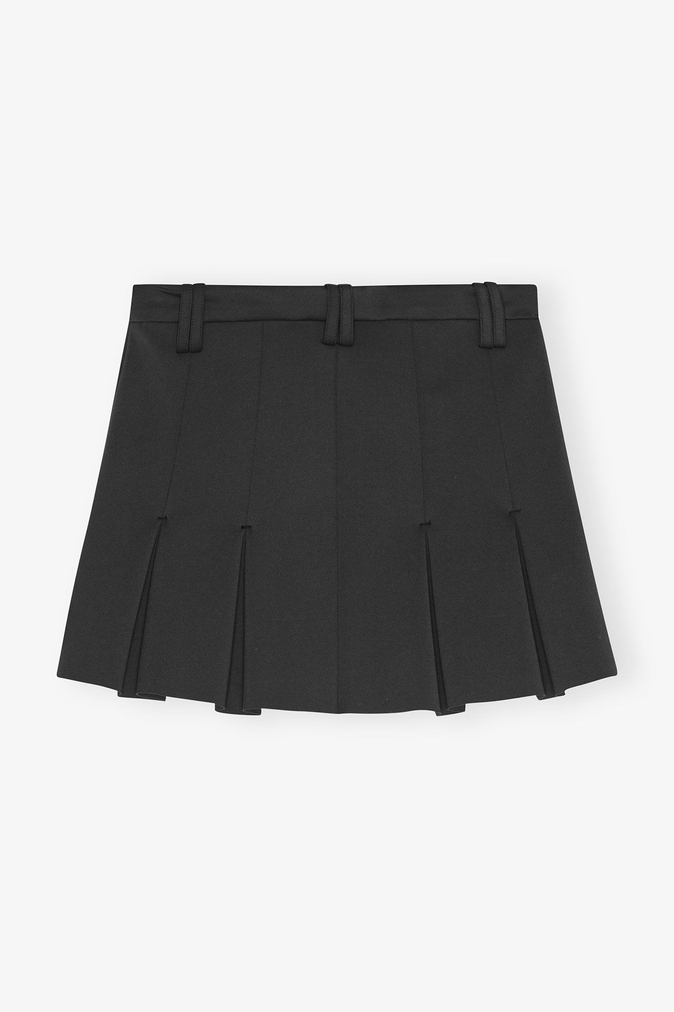 Black Pleated Mini Skirt, Elastane, in colour Phantom - 2 - GANNI
