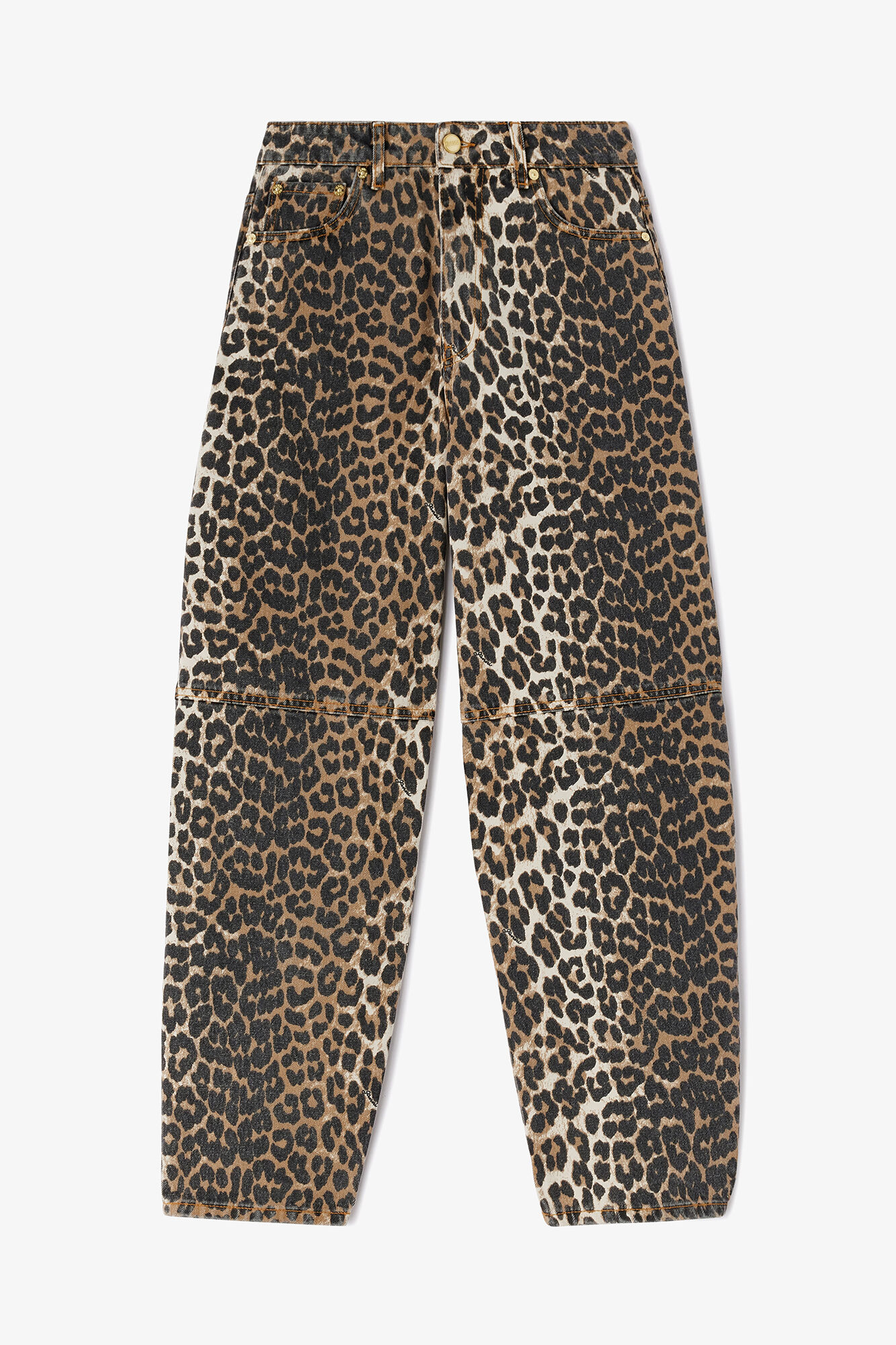 Stary-jeans med leopardtrykk, Organic Cotton, in colour Almond Milk - 1 - GANNI
