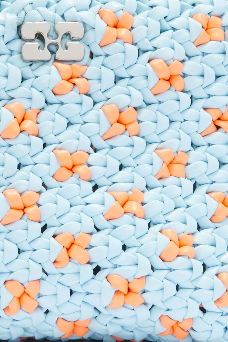 Mini Bou Tasche in geflochtenem Blau, Recycled Leather, in colour Summer Song - 4 - GANNI