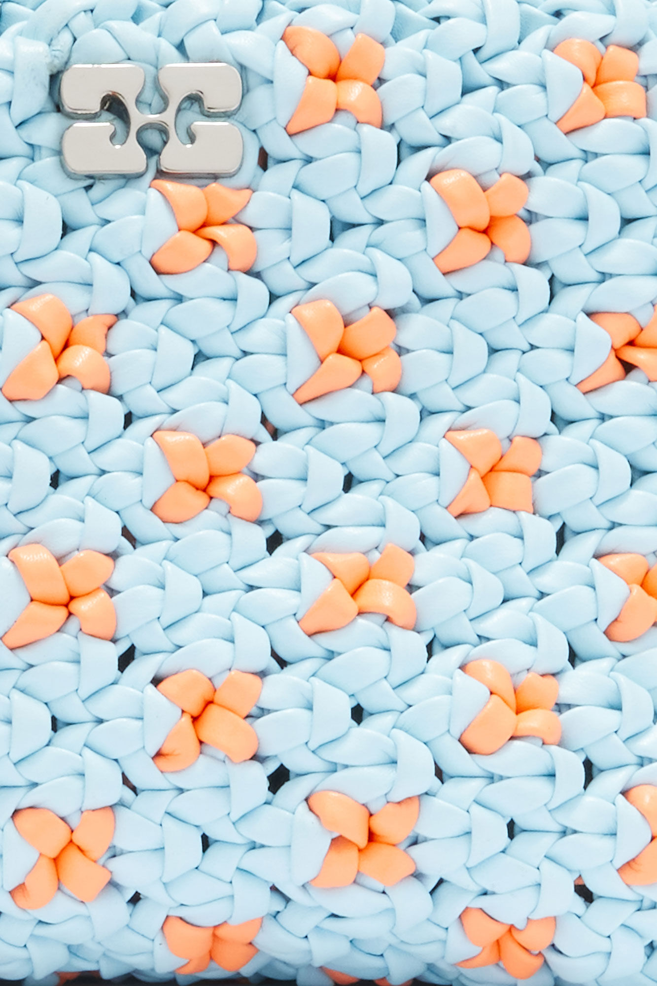 Mini Bou Tasche in geflochtenem Blau, Recycled Leather, in colour Summer Song - 4 - GANNI