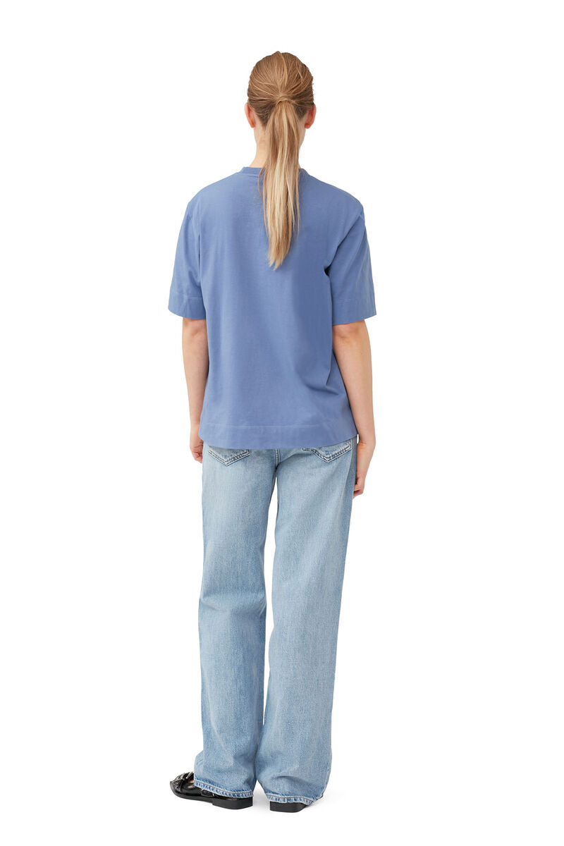 O-neck T-shirt, in colour Gray Blue - 2 - GANNI