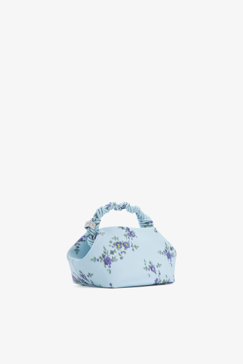 Small Bou Bag in Printed Blue, Recycled Leather, in colour Iced Aqua - 2 - GANNI