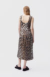 Crinkled Satin Crinkled Satin Open Back Dress, Polyester, in colour Maxi Leopard - 2 - GANNI