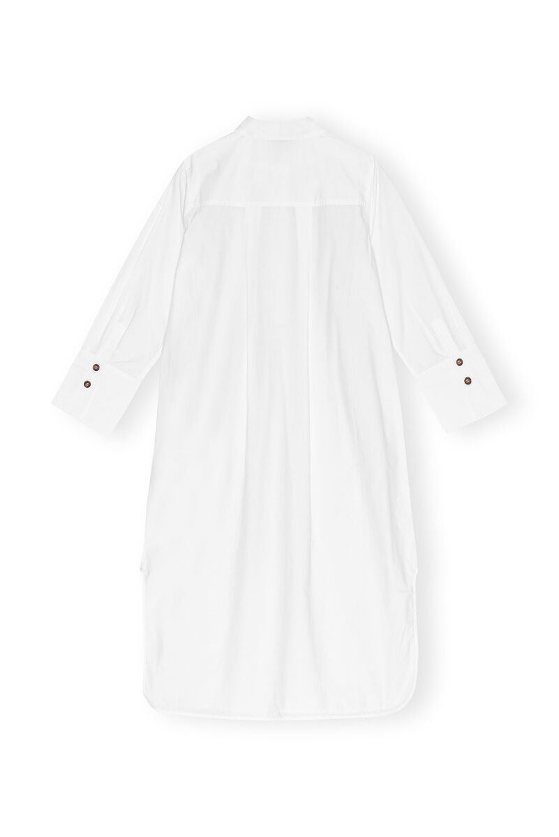 White Cotton Poplin Oversized Shirt Kleid, Cotton, in colour Bright White - 2 - GANNI