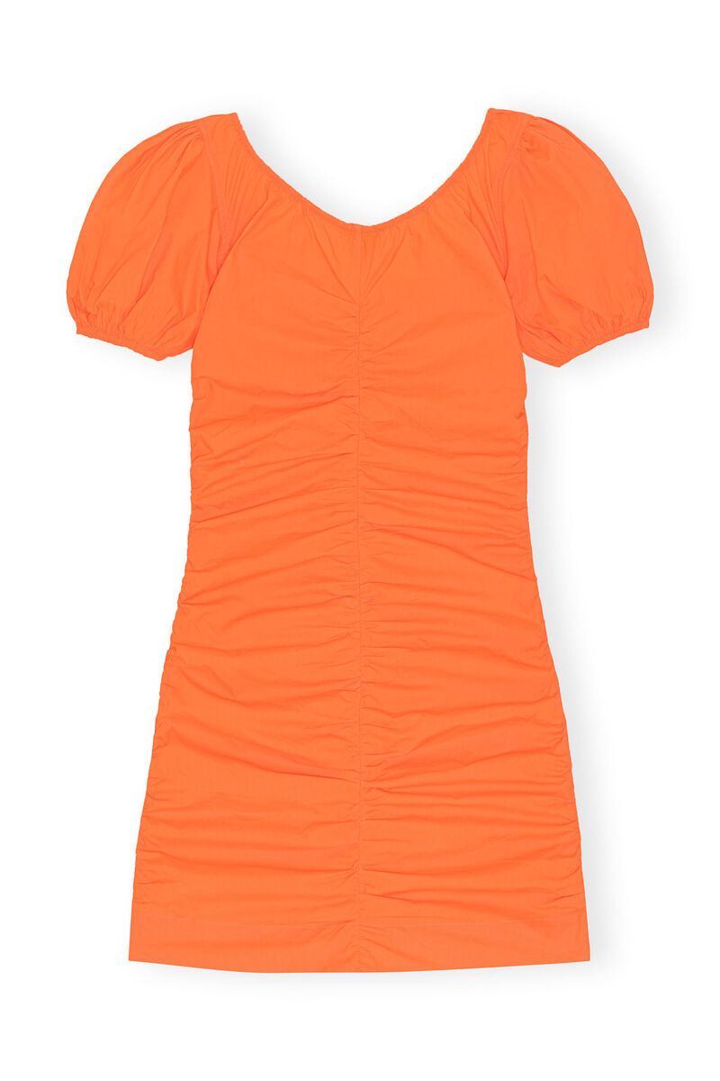 Cotton Poplin Mini Dress, Cotton, in colour Vibrant Orange - 2 - GANNI