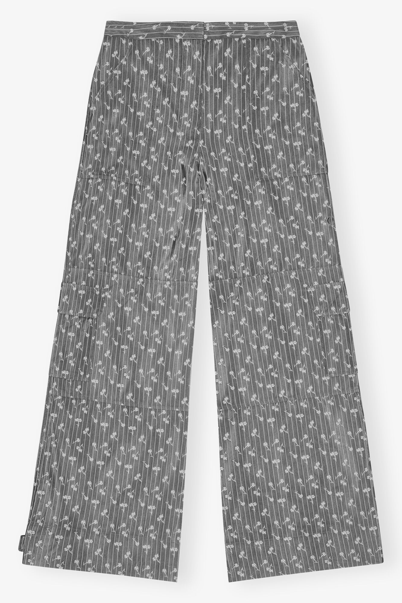 Grey Jacquard Cargo Trousers, Acetate, in colour Smoked Pearl - 1 - GANNI