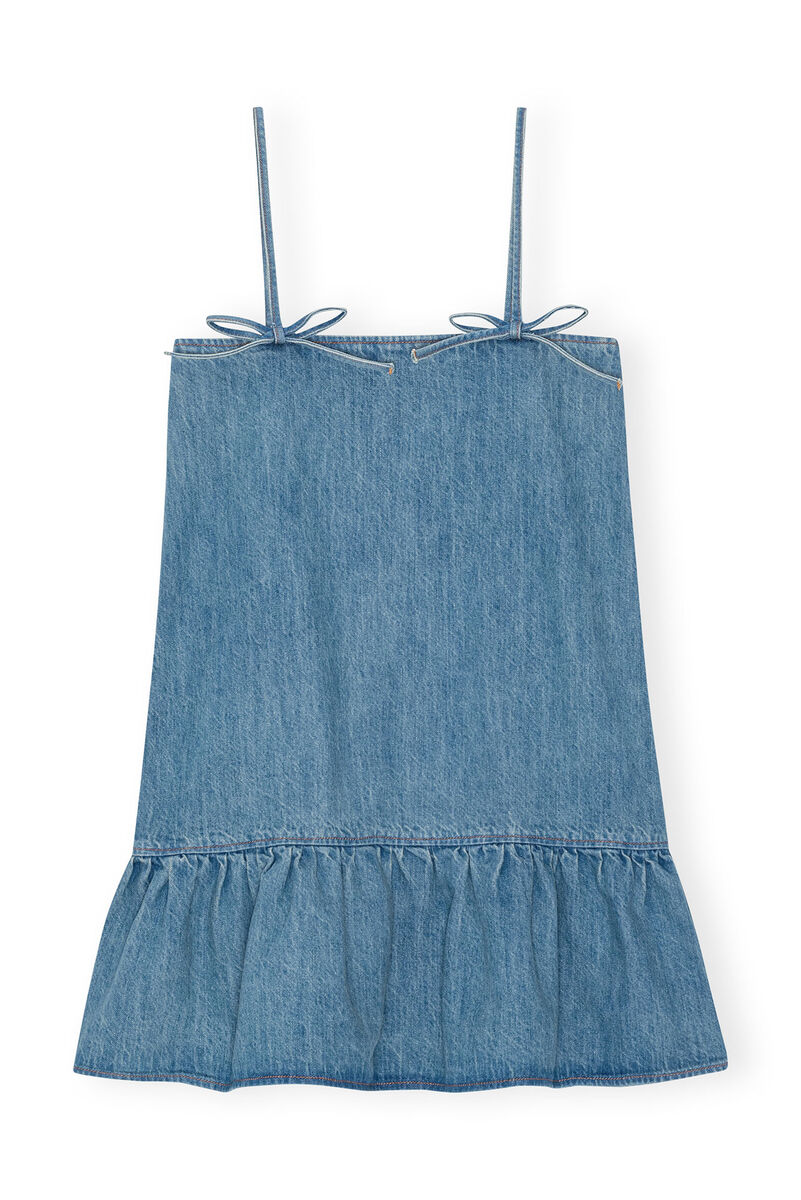 Tint Denim Mini-kjole, Organic Cotton, in colour Tint Wash - 1 - GANNI