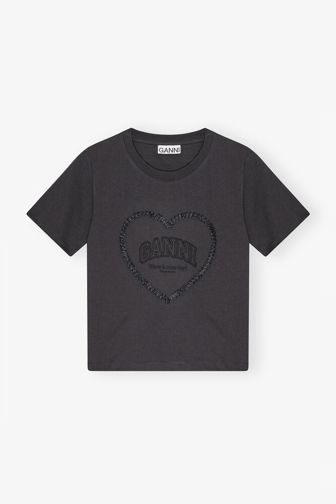 T-shirt court noir avec motif c&oelig;ur, Phantom