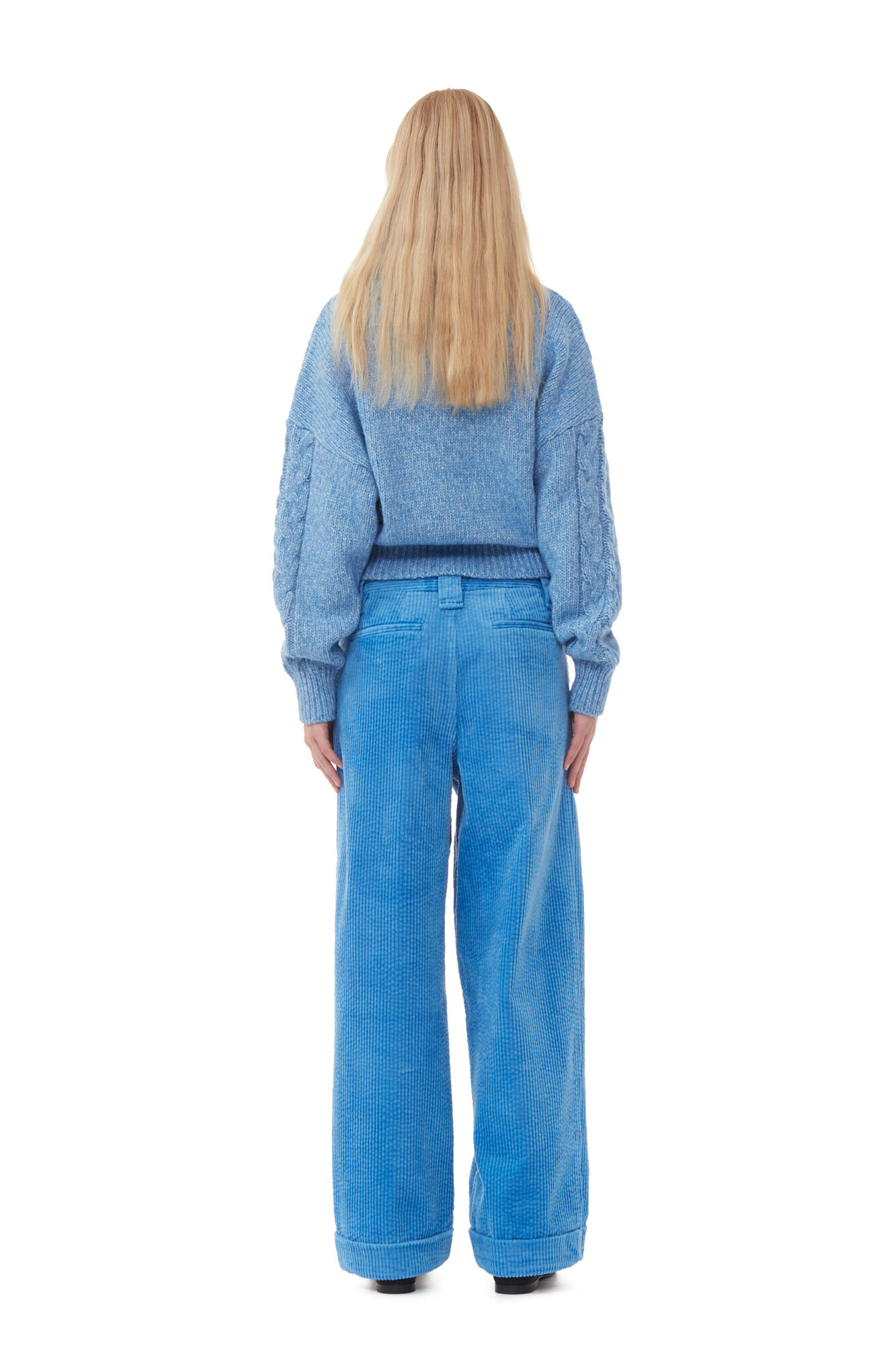 Blue Chunky Cable Zipper Blouse, Acryl, in colour Silver Lake Blue - 4 - GANNI