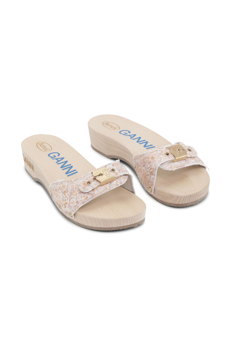 GANNI x Scholl Sandals , Recycled Cotton, in colour Flower Apple Blossom - 2 - GANNI