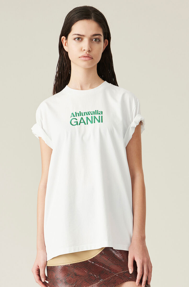 Ahluwalia x GANNI Embroidered Logo T-shirt, Cotton, in colour Mixed Colours - 1 - GANNI