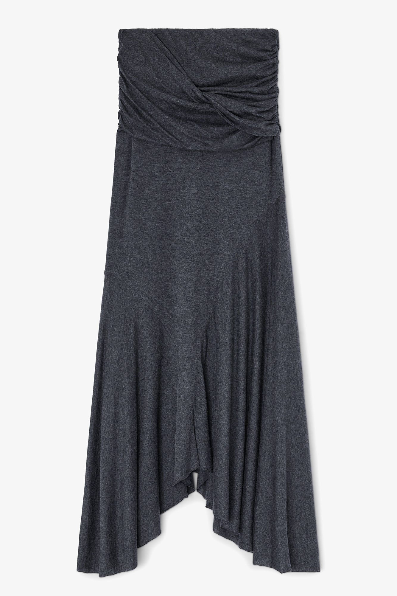 Long Skirt in Grey Jersey, Modal, in colour Phantom - 1 - GANNI