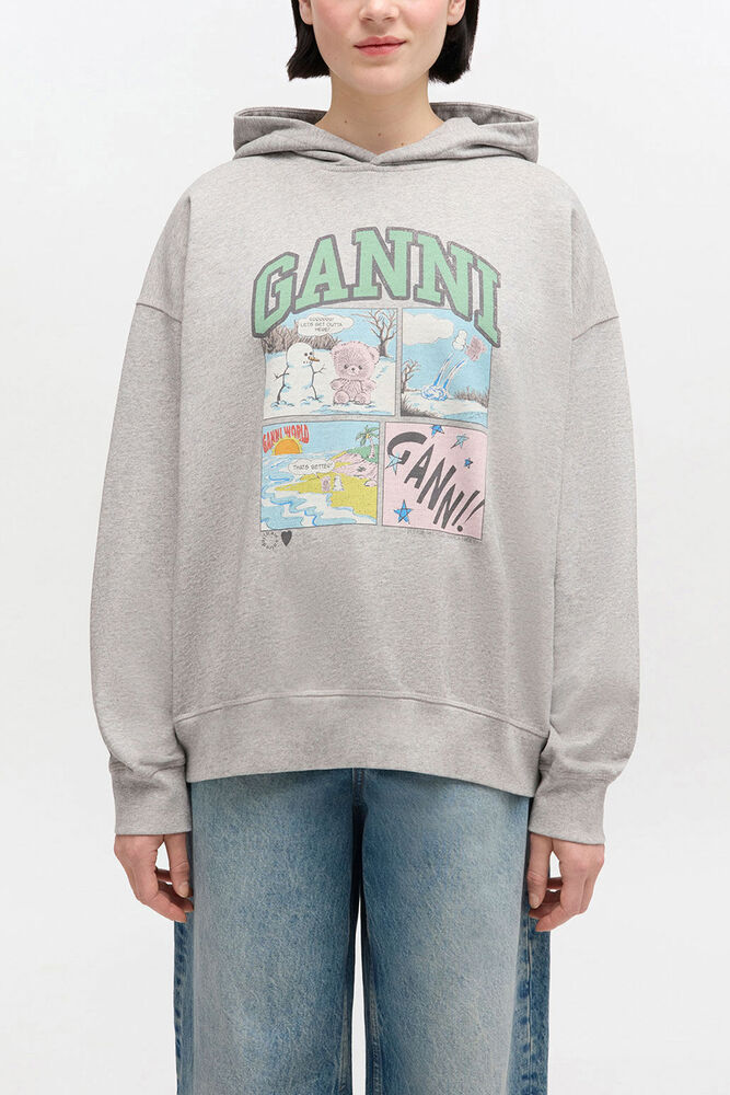 Grauer Hoodie mit B&auml;ren-Comic-Druckgrafik, Paloma