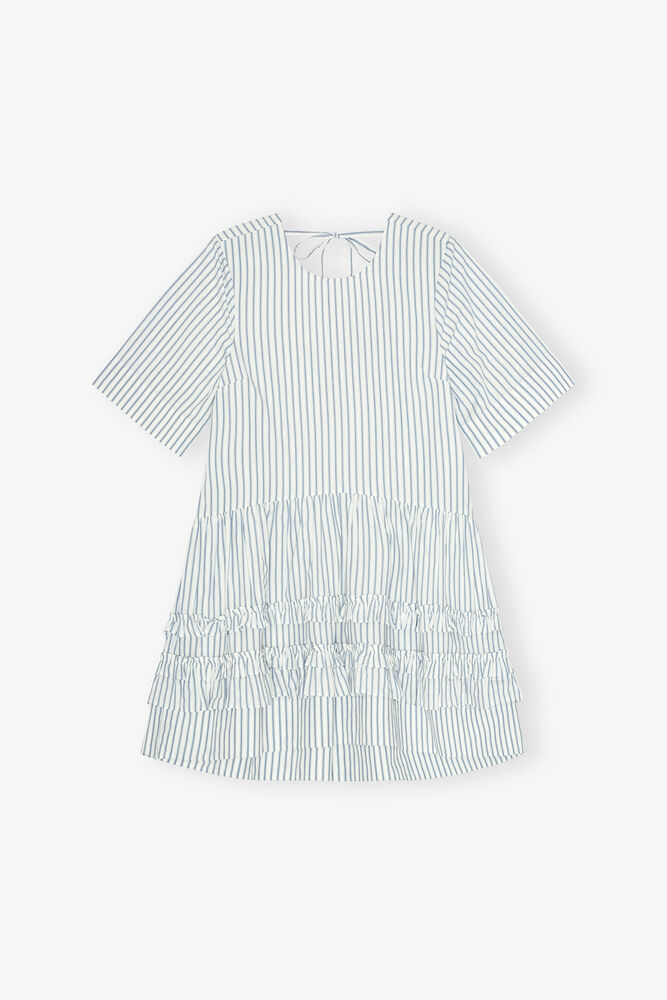 Gestreiftes Bio-Baumwoll-Minikleid, Egret