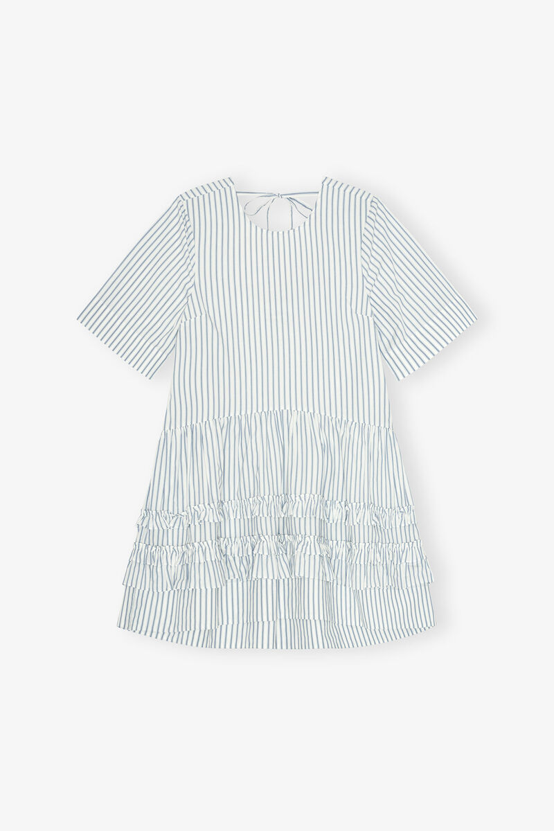 Gestreiftes Bio-Baumwoll-Minikleid, Organic Cotton, in colour Egret - 1 - GANNI