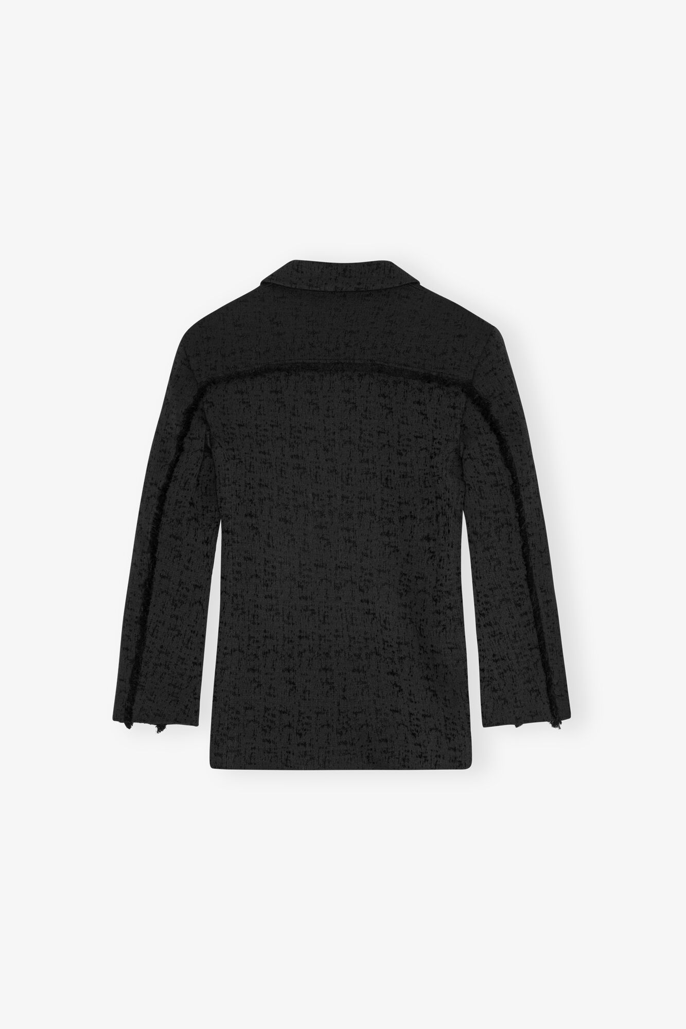 Black Tweed Suiting Blazer, Organic Cotton, in colour Black - 2 - GANNI