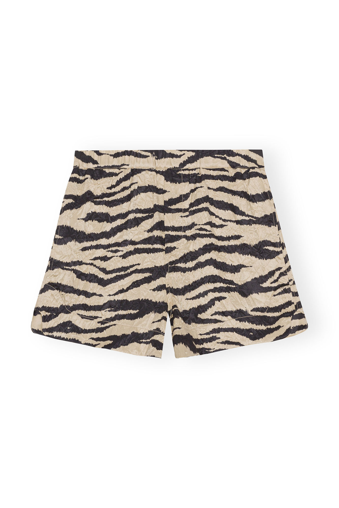 Shorts i krusad satin, Elastane, in colour Pale Khaki - 1 - GANNI