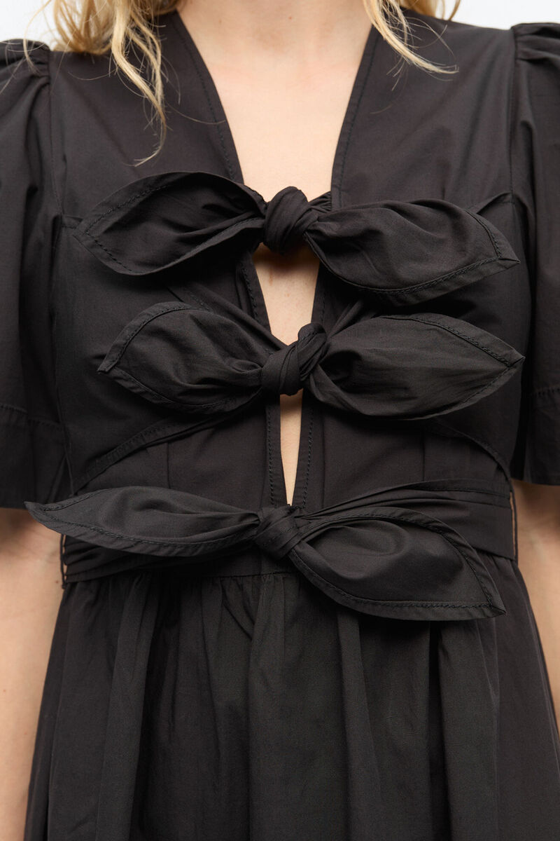 Black Stretch Cotton Dress, in colour Black - 4 - GANNI