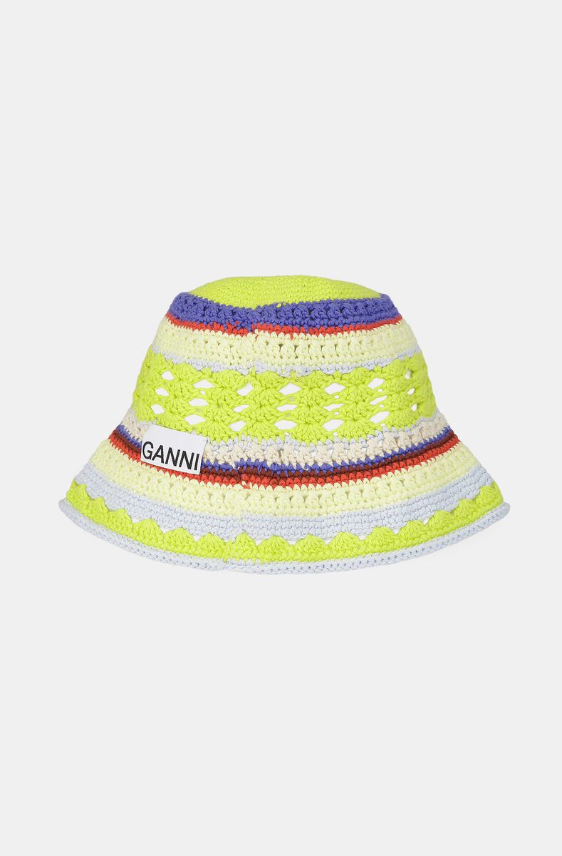 Cotton Crochet Accessories Cotton Crochet Bucket Hat, Cotton, in colour Heather - 1 - GANNI