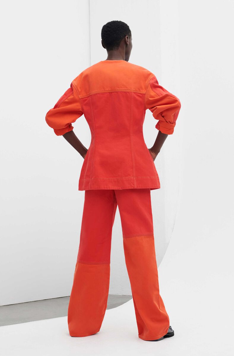 Overdyed Cutline Overdyed Cutline Fitted Blazer, Cotton, in colour Orangedotcom - 3 - GANNI