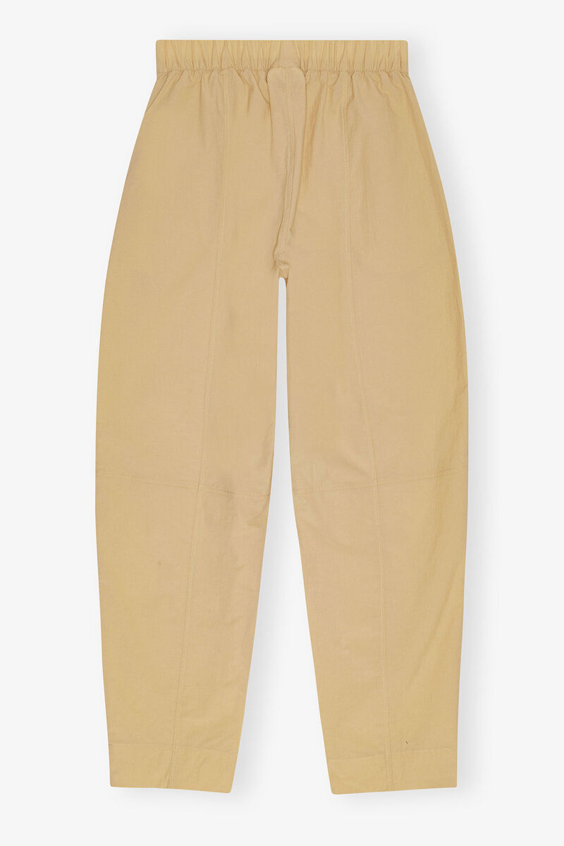Beige Elasticated Curve Trousers, Cotton, in colour Safari - 4 - GANNI