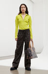 Merino Ribs Half Zip Pullover, Merino Wool, in colour Lime Popsicle - 2 - GANNI