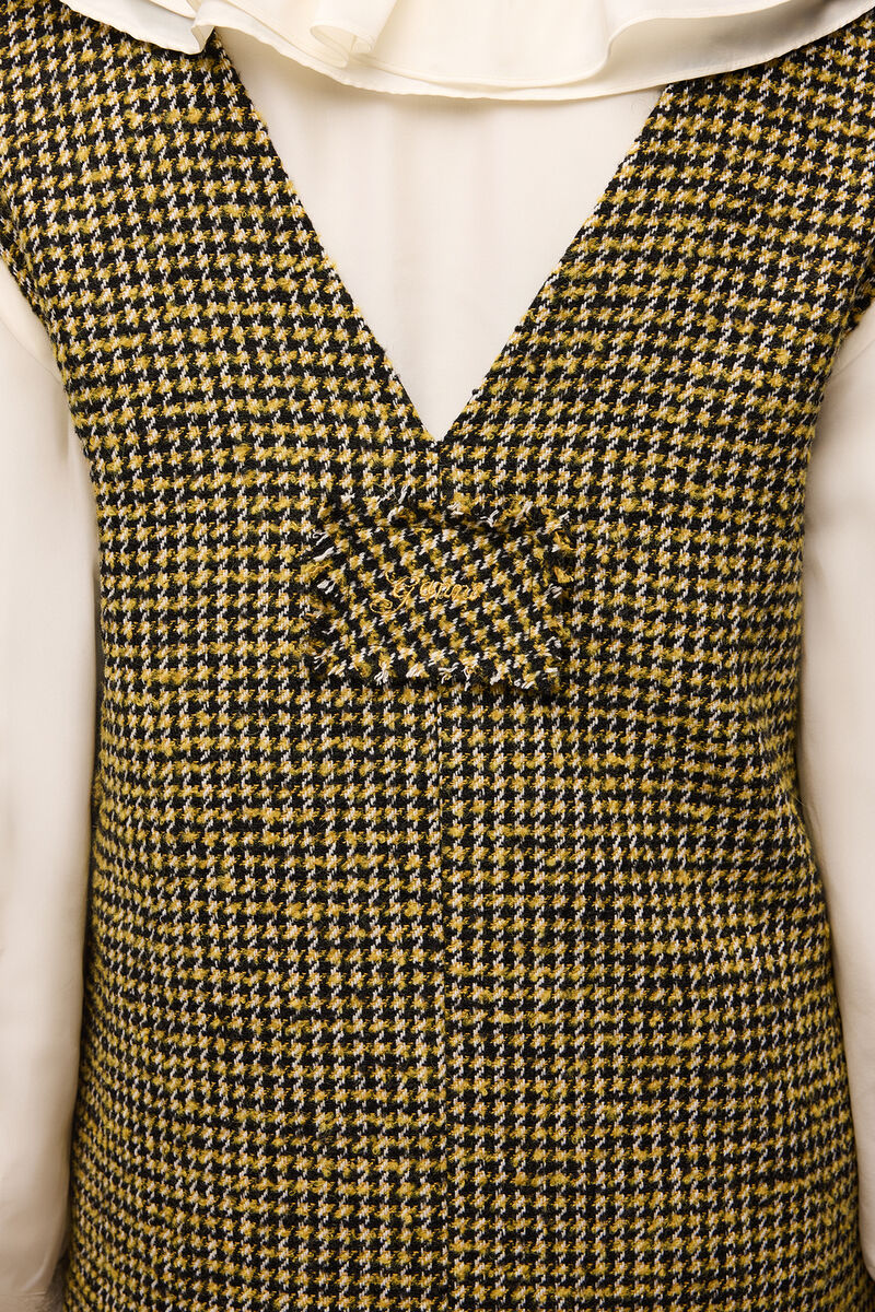 Kjole i gult tern, Recycled Polyester, in colour Blazing Yellow - 3 - GANNI