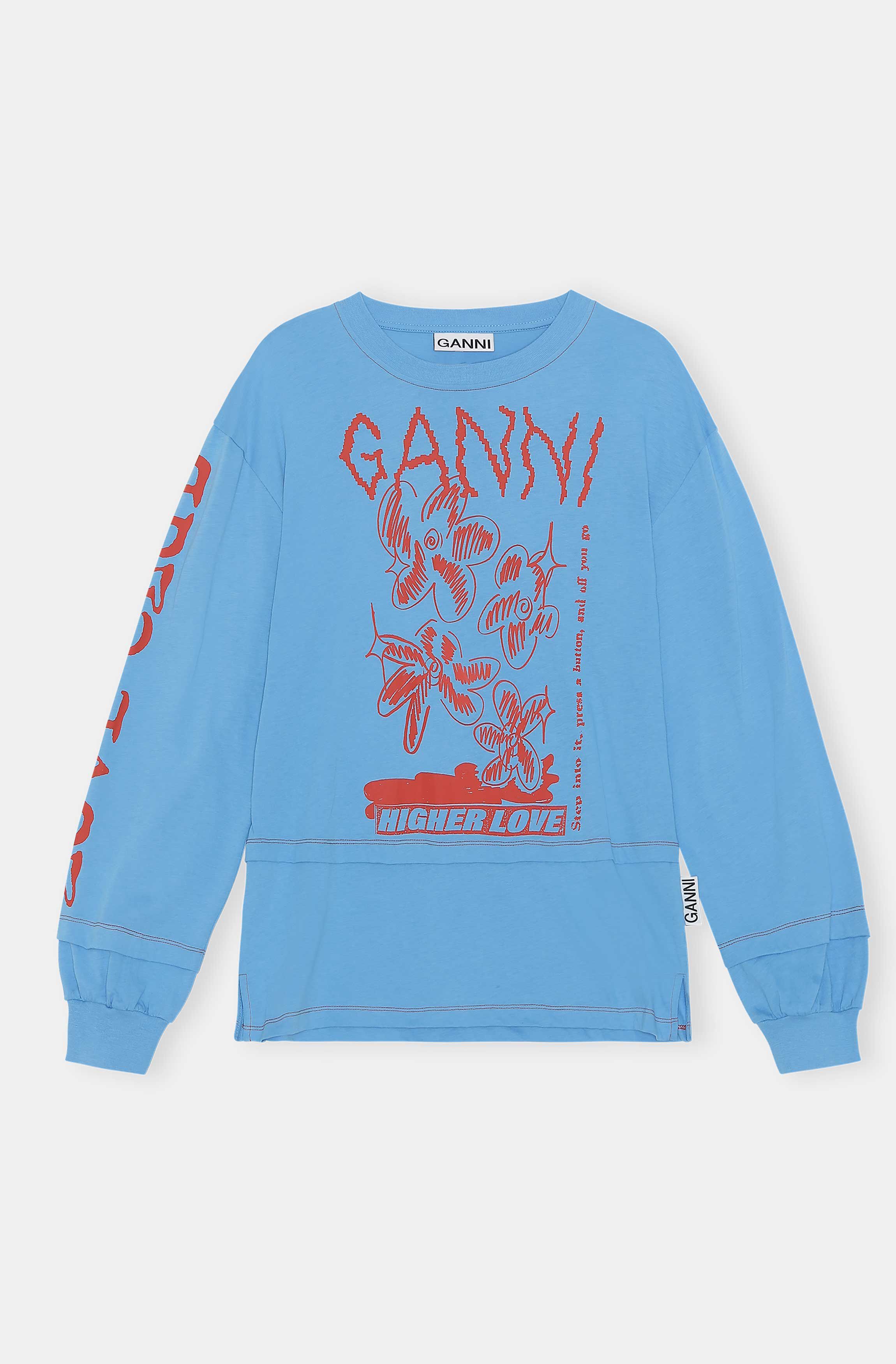 Azure Blue Long-Sleeve Graphic Tee 