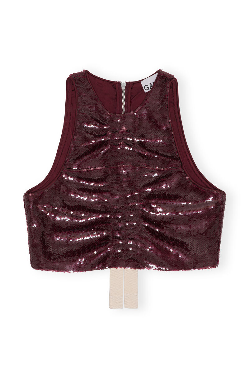 Sequins Top, Recycled Polyester, in colour Port Royale - 1 - GANNI
