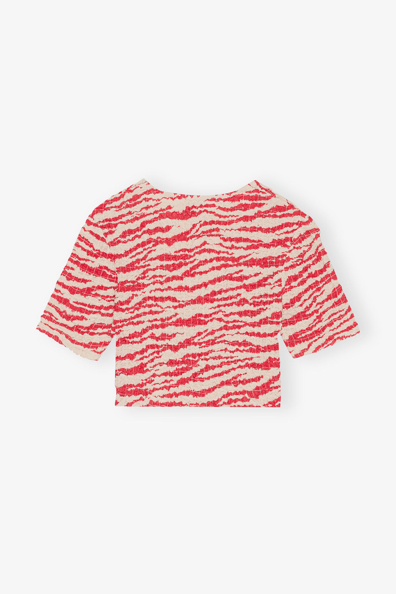 Printed Georgette Cropped Smock Blouse, Viscose, in colour Castle Wall - 2 - GANNI