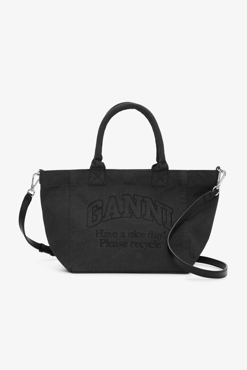 Black Small Shopper, Recycled Cotton, in colour Black - 1 - GANNI