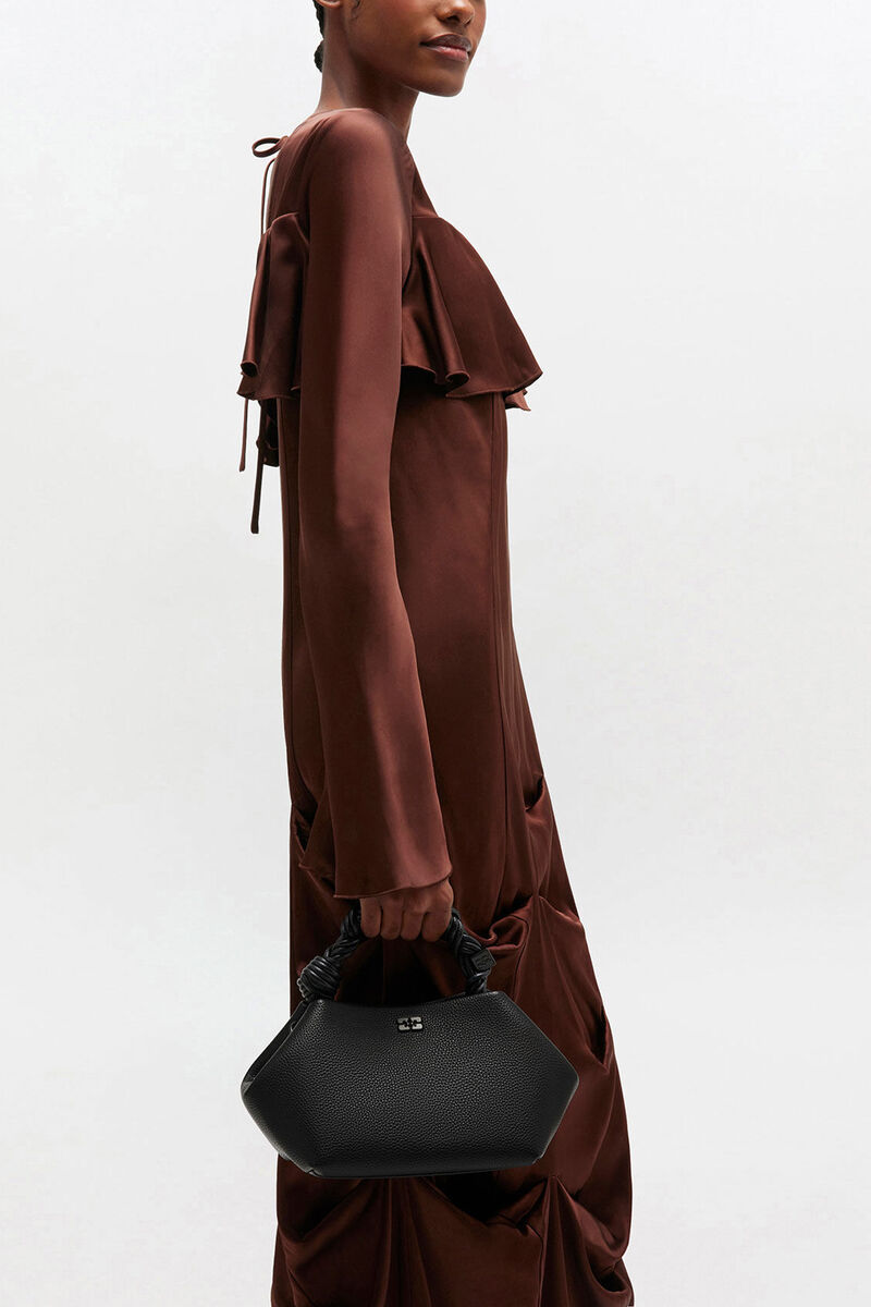 Black Grained Small Bou Bag, Recycled Polyester, in colour Black - 1 - GANNI