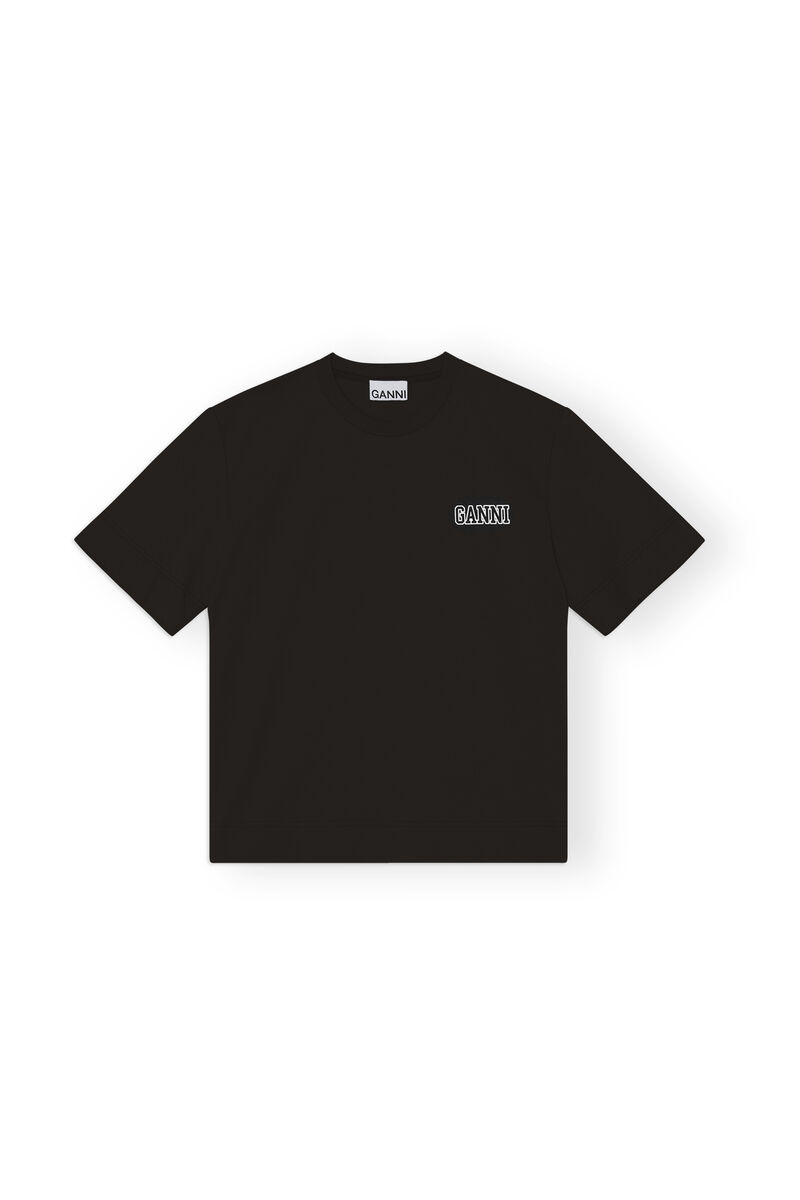 Logo T-shirt, Cotton, in colour Black - 1 - GANNI